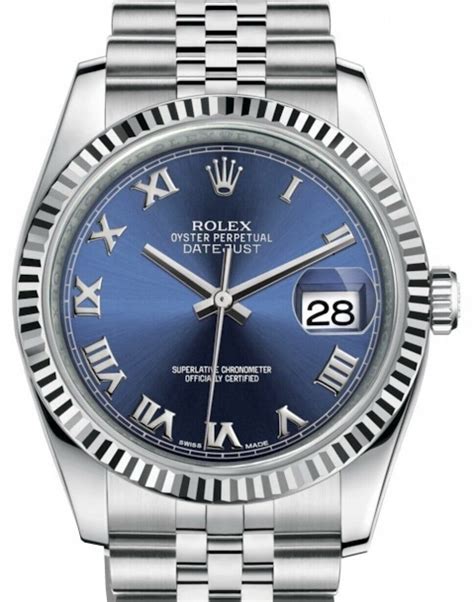 rolex datejust 36 blue roman dial|rolex 36mm datejust diamond bezel.